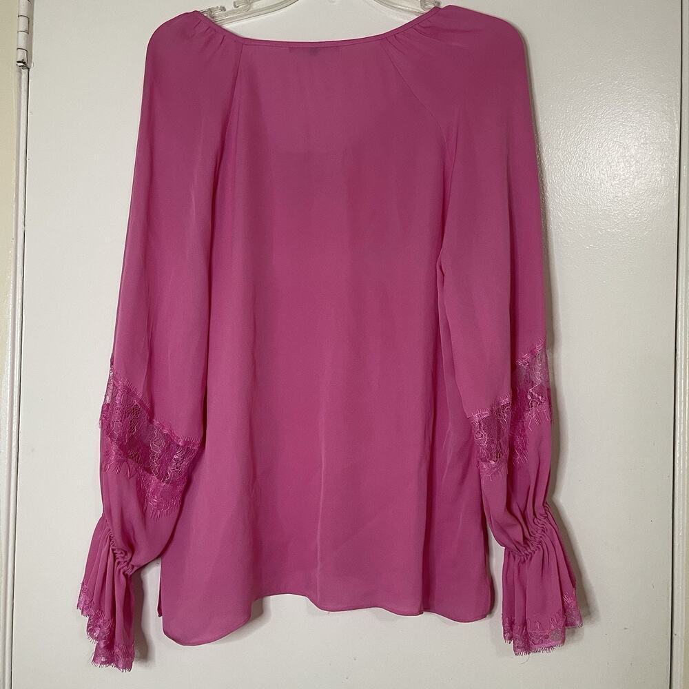 Kobi Halperin Womens Nicolette Pink Silk Ruffled Top Blouse Shirt medium $398 - Picture 6 of 6